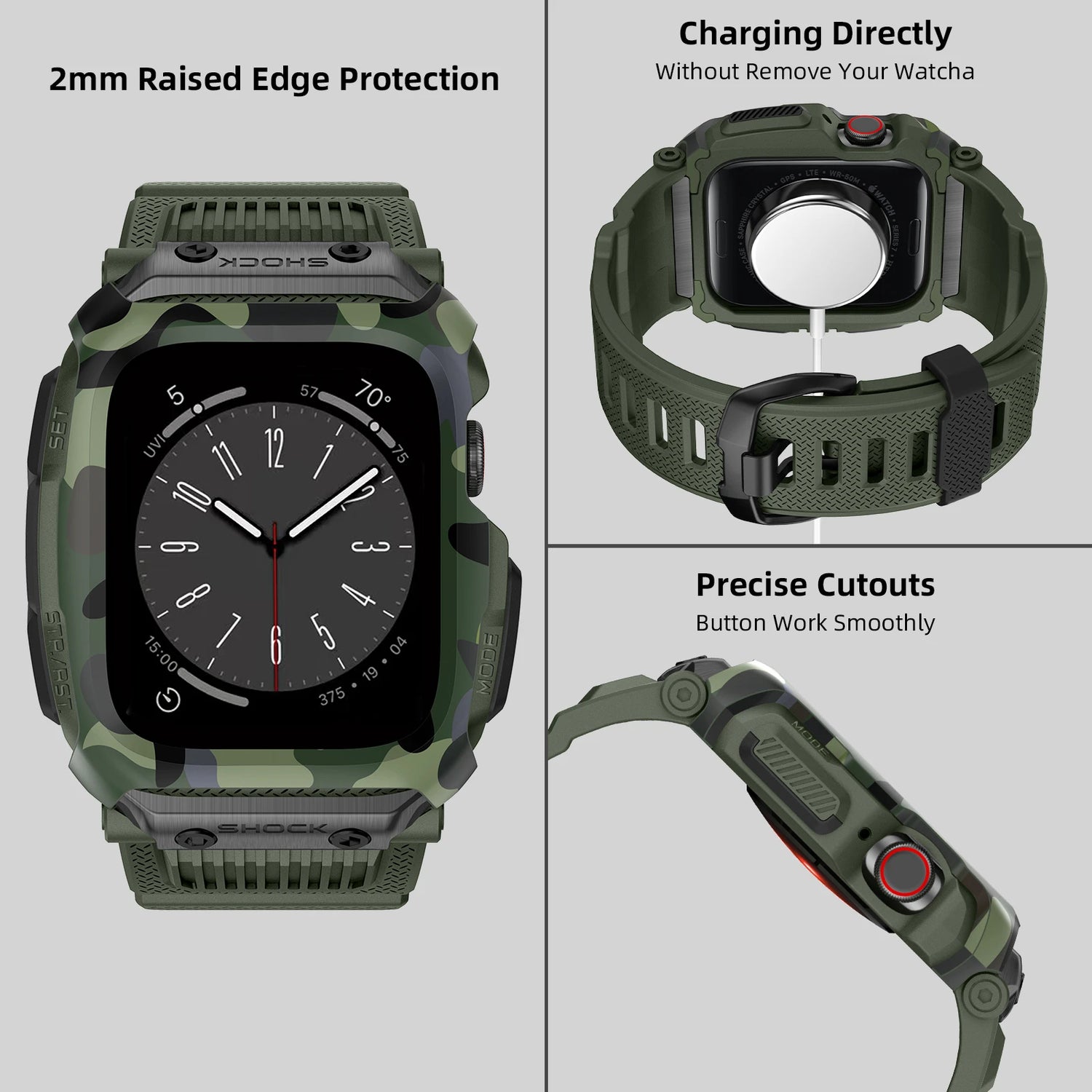 Waterproof Drop-Resistant Camouflage Sport Case and Strap For Apple Watch