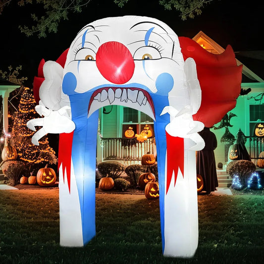 10FT Halloween Inflatables Outdoor Decorations, Large Halloween Clown Archway Inflatable with LED Light, Halloween Arch Blow